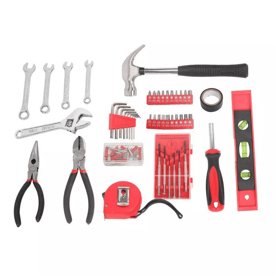 136pcs Red Household Tool Kit With Case  Complete Mechanics Tool Set For Home Repairs  DIY Projects 1