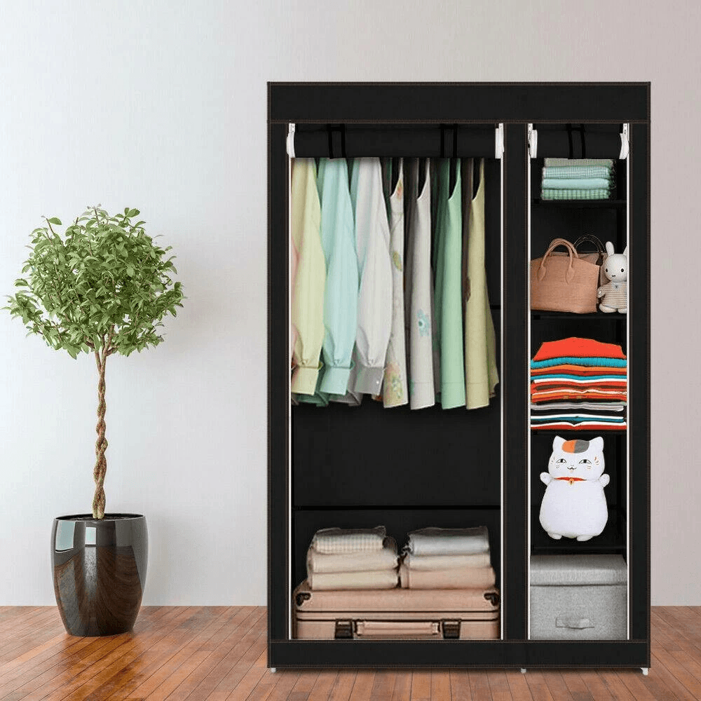 New Portable Closet Wardrobe Organizer, Large Storage Space with Shoe Rack & Shelves
