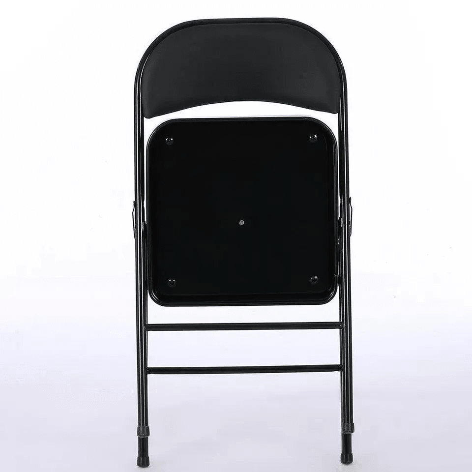 Home Dinner Fabric Padded Seat Metal Frame Folding Chairs Portable SpaceSaving Comfortable Dining S 2