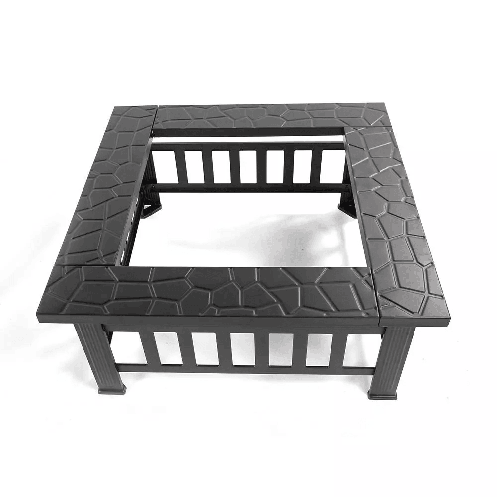 Multifunctional Fire Pit BBQ Square Table For Backyard Wood Burning Fireplace  Outdoor Heating 4