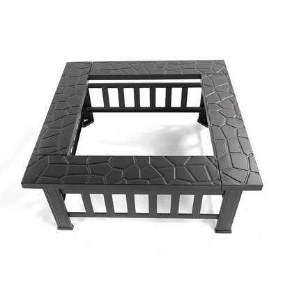 Multifunctional Fire Pit BBQ Square Table For Backyard Wood Burning Fireplace  Outdoor Heating 4