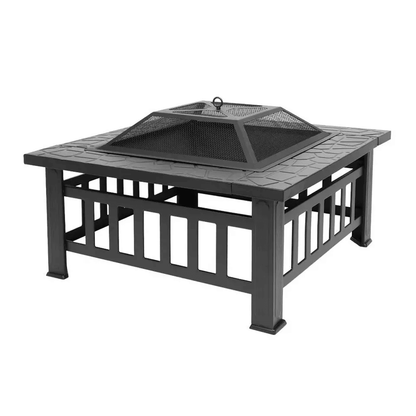 Multifunctional Fire Pit BBQ Square Table For Backyard Wood Burning Fireplace  Outdoor Heating 1