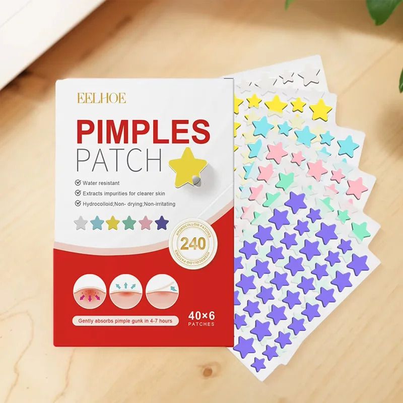 New High-End Acne Patches, 240pcs Heart & Star Shape Hydrocolloid Dots for Moisturizing & Concealing Pimples