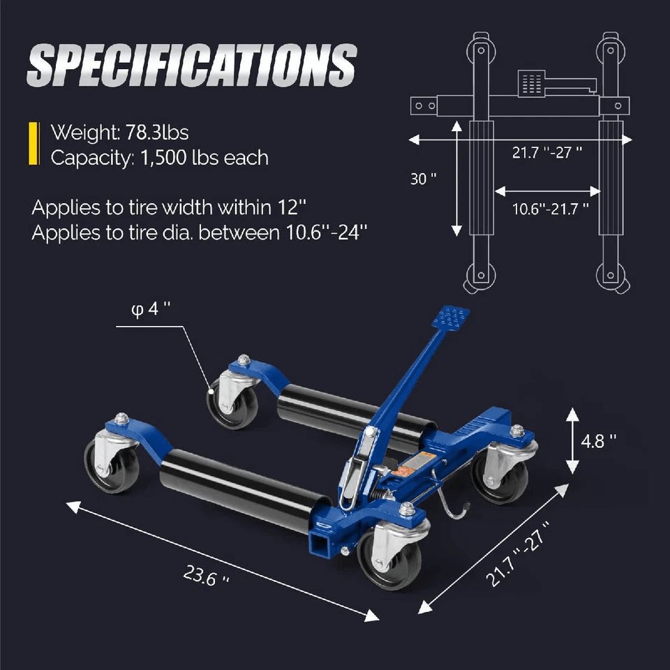 HeavyDuty Car Skates With Capacity Wheel Dolly Jack For Tire Moving Steel Vehicle Positioning Tool  2