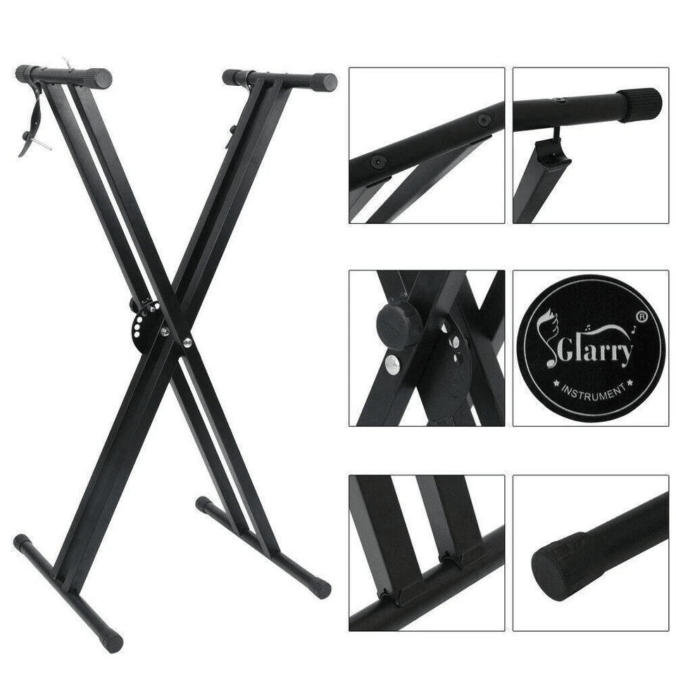 Electric Keyboard Piano Stand Dual XBrace  HeavyDuty Adjustable Double Tube Folding Stand For Digit 2