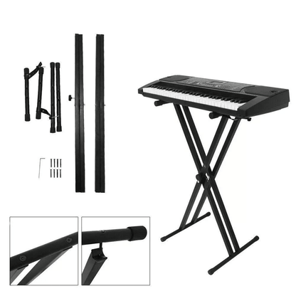 Electric Keyboard Piano Stand Dual X-Brace | Heavy-Duty Adjustable Double Tube Folding Stand for Digital Pianos & Synthe