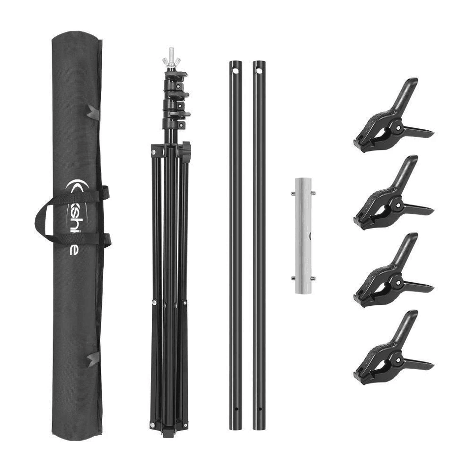 K TShape Photography Adjustable Backdrop Support Stand Kit Height Crossbar Portable With Clamps Car 7