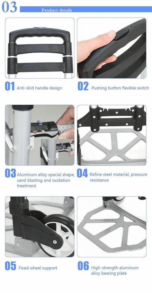 Portable Aluminium Folding Push Cart Travel Shopping Trolley Luggage With Wheels Compact And Lightw 8