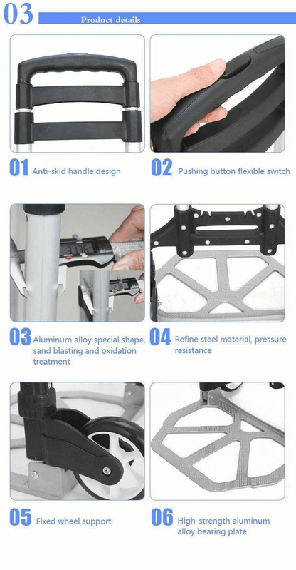 Portable Aluminium Folding Push Cart Travel Shopping Trolley Luggage With Wheels Compact And Lightw 8