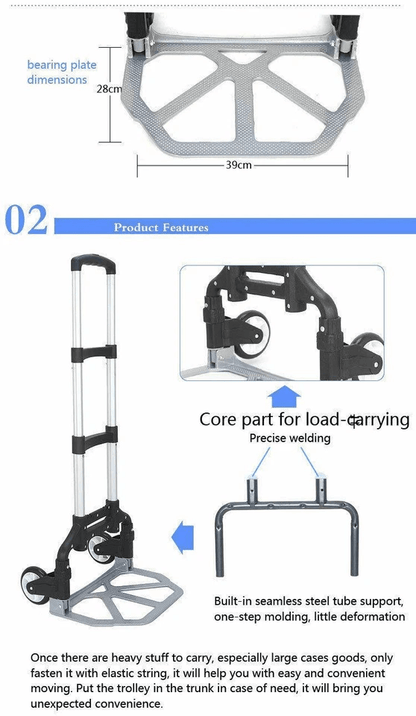 Portable Aluminium Folding Push Cart Travel Shopping Trolley Luggage With Wheels Compact And Lightw 9