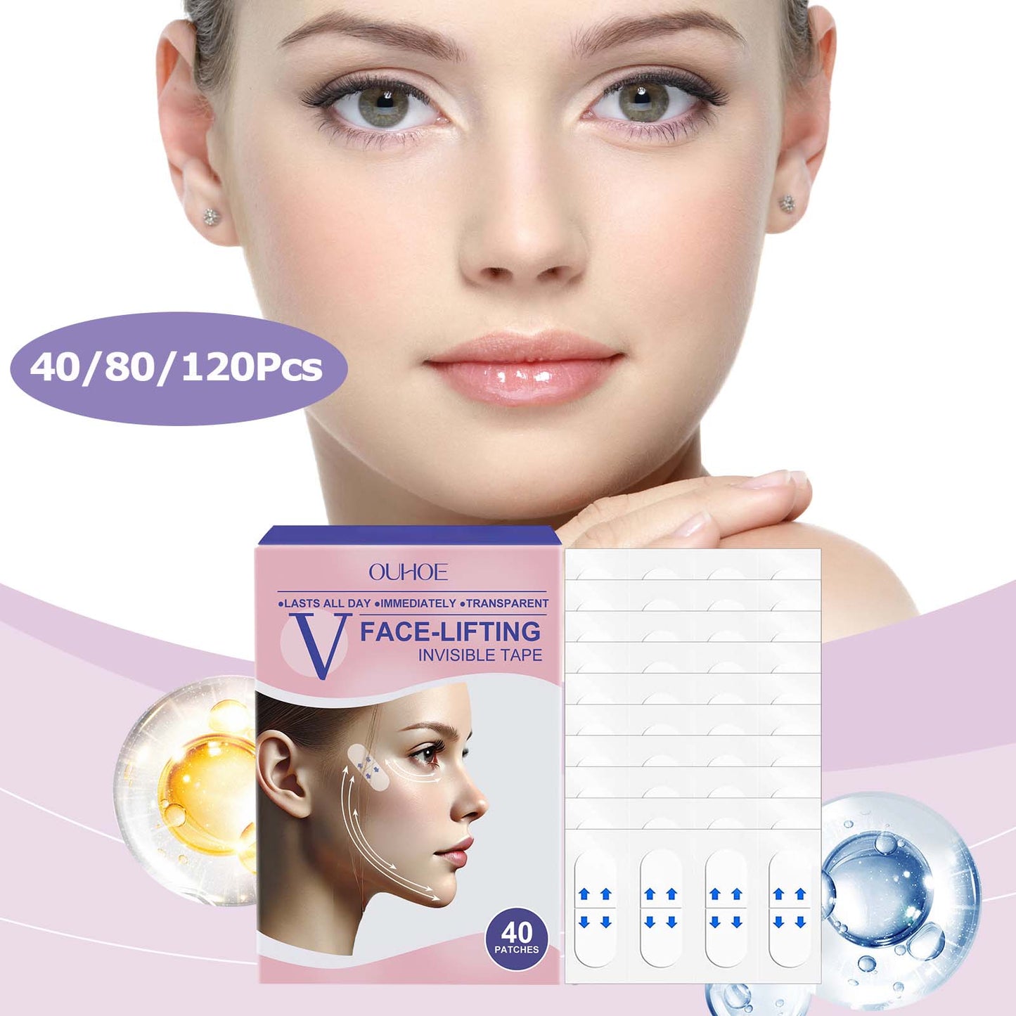 UltraThin Face Stickers Invisible Lift Tape for VLine Chin Shaping  Skin Tightening