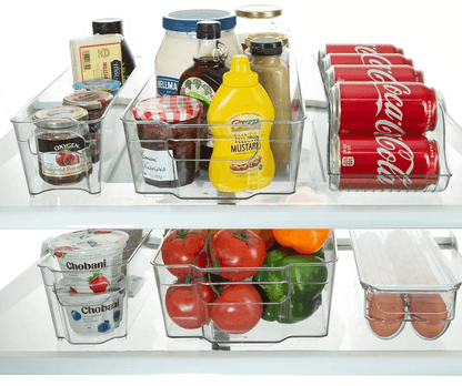 Stackable Refrigerator Organizer Bins, Fridge Storage Containers Set with Magnetic Whiteboard for Kitchen Organization