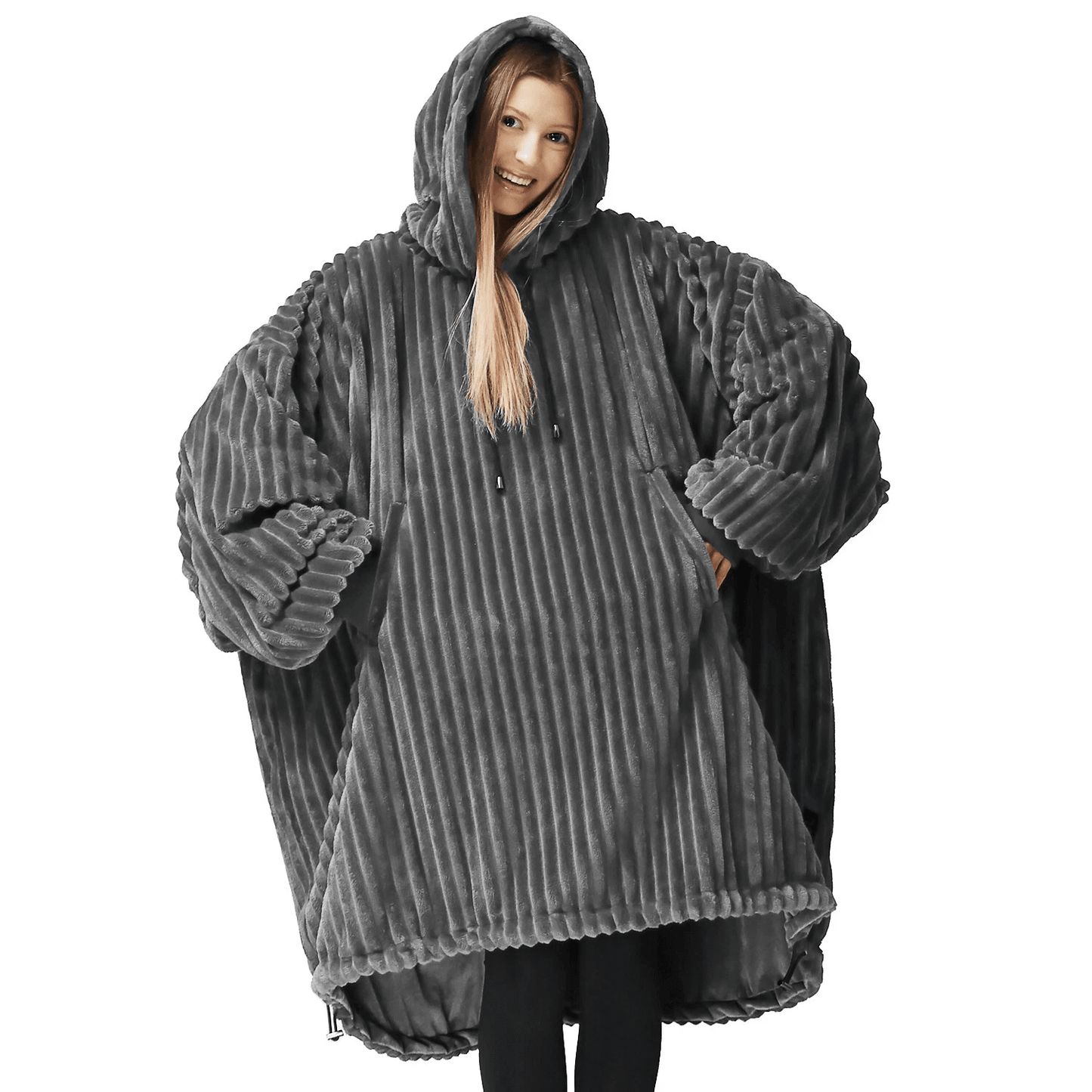 Oversized Reversible Wearable Blanket Hoodie, Cozy Adult Sweatshirt for Winter Comfort