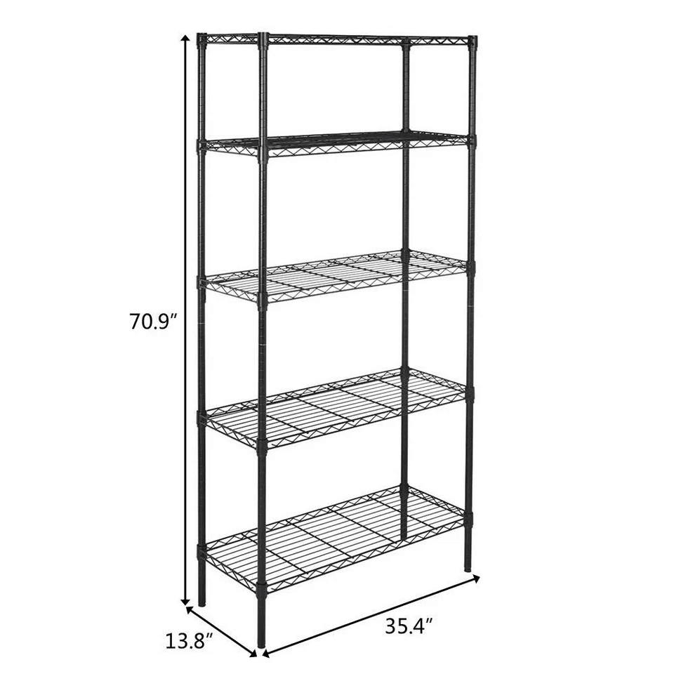ChromeBlack Shelf Steel Wire Tier Layer Shelving Storage Rack HeavyDuty Metal Organizer For Home Ga 6