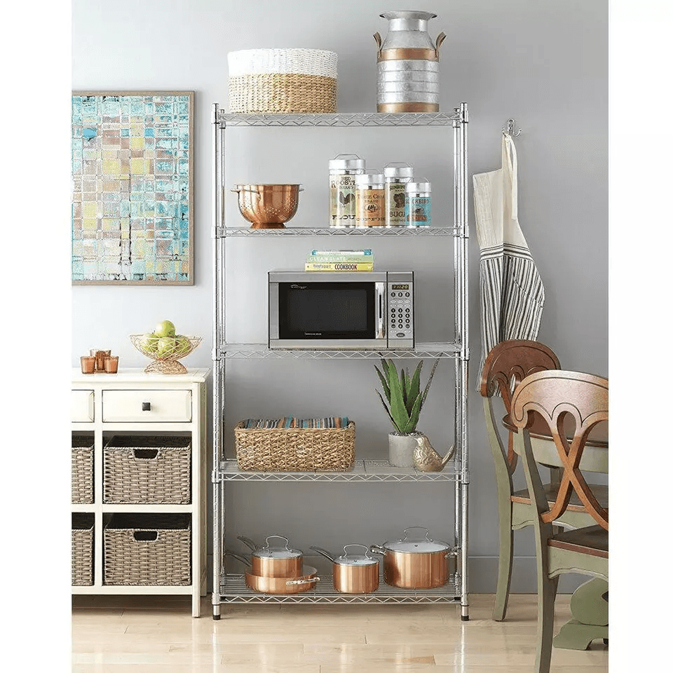 ChromeBlack Shelf Steel Wire Tier Layer Shelving Storage Rack HeavyDuty Metal Organizer For Home Ga 1
