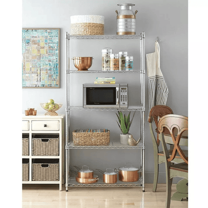 ChromeBlack Shelf Steel Wire Tier Layer Shelving Storage Rack HeavyDuty Metal Organizer For Home Ga 1