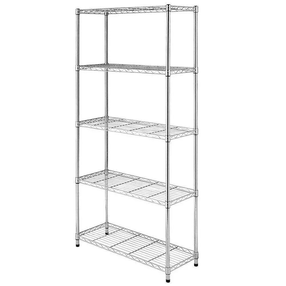 ChromeBlack Shelf Steel Wire Tier Layer Shelving Storage Rack HeavyDuty Metal Organizer For Home Ga 2