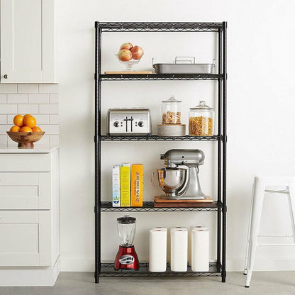 Chrome/Black Shelf Steel Wire Tier Layer Shelving Storage Rack, Heavy-Duty Metal Organizer for Home, Garage, or Display