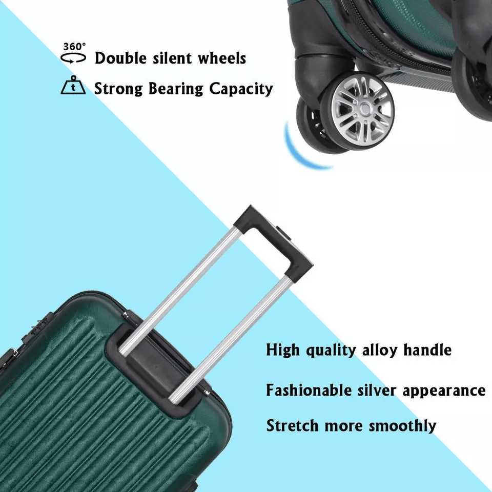 20 24 28 Luggage Travel Set  ABS Hard Shell Trolley Suitcases With TSA Lock  Green Spinner Luggage  6