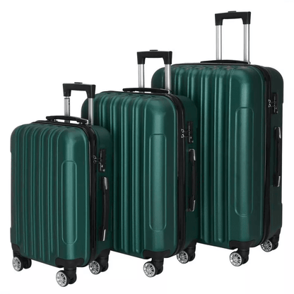 20 24 28 Luggage Travel Set  ABS Hard Shell Trolley Suitcases With TSA Lock  Green Spinner Luggage  1