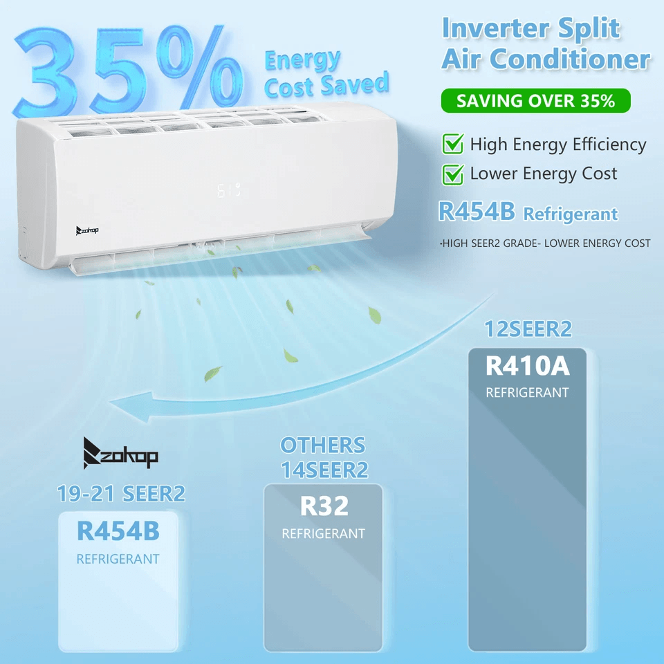 HighEfficiency BTU Ductless Mini Split AC Heat Pump SEER Inverter System 2