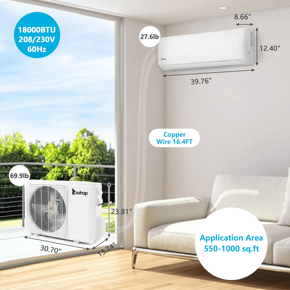 HighEfficiency BTU Ductless Mini Split AC Heat Pump SEER Inverter System 5
