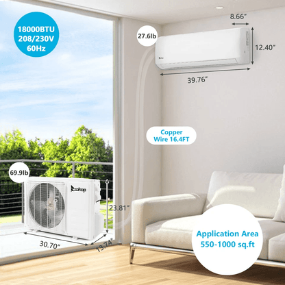 HighEfficiency BTU Ductless Mini Split AC Heat Pump SEER Inverter System 5