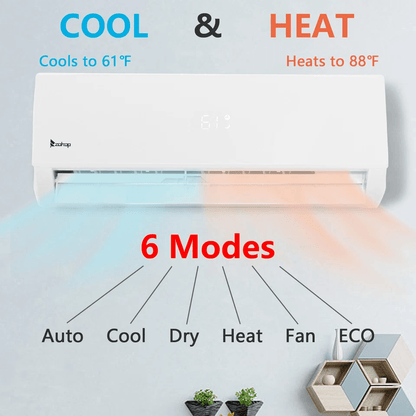 HighEfficiency BTU Ductless Mini Split AC Heat Pump SEER Inverter System 1