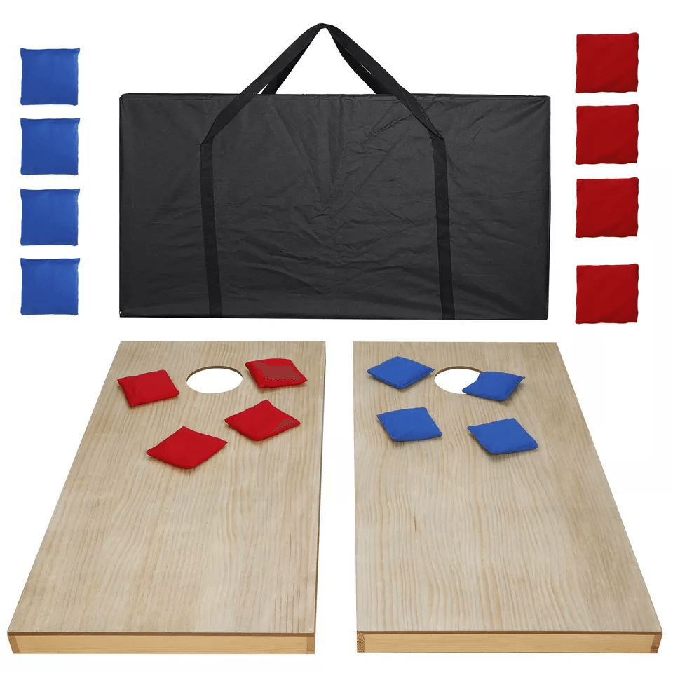 Cornhole Game Regulation Size Solid Wood Boards With 8 Bean Bags Carrying Case  Outdoor Lawn Game F 1