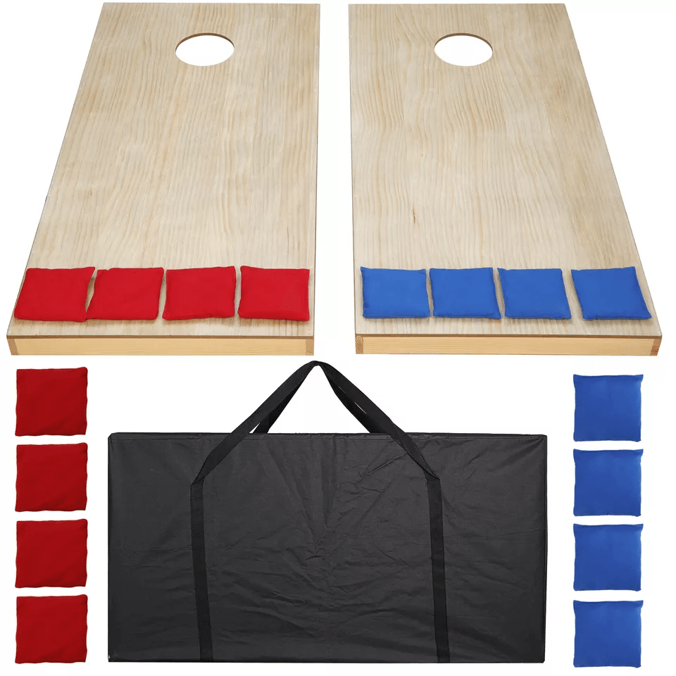 Cornhole Game Regulation Size Solid Wood Boards With 8 Bean Bags Carrying Case  Outdoor Lawn Game F 4