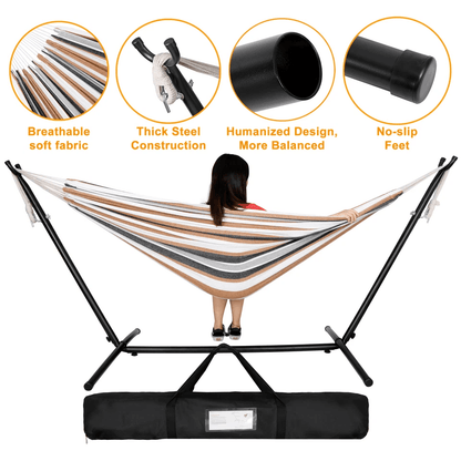 HeavyDuty 2 Person Hammock With 9FT Steel Stand  Portable Double Hammock Bed For Patio Garden And T 7