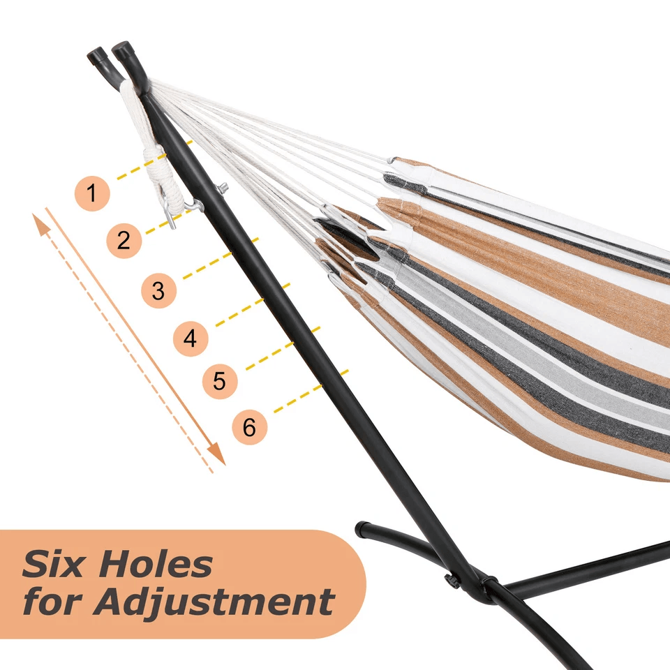 HeavyDuty 2 Person Hammock With 9FT Steel Stand  Portable Double Hammock Bed For Patio Garden And T 8