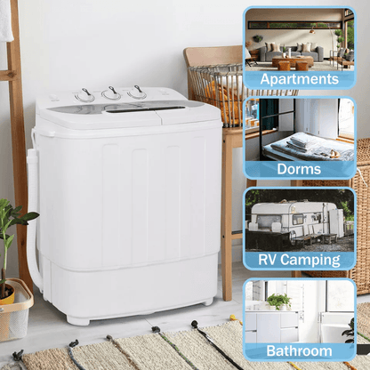 Compact Mini Twin Tub Washing Machine Portable Washer  Dryer For Apartments Dorms RVs 5