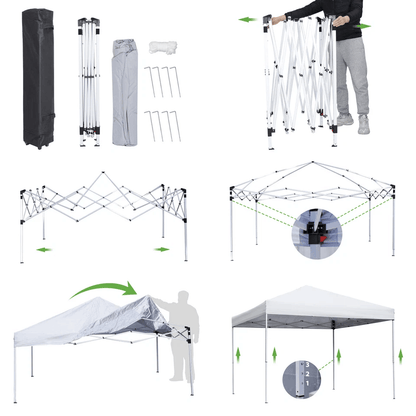 Canopy Tent With Adjustable Straight Legs Wheeled Carry Bag Ropes Waterproof Outdoor Shelter For Ev 9