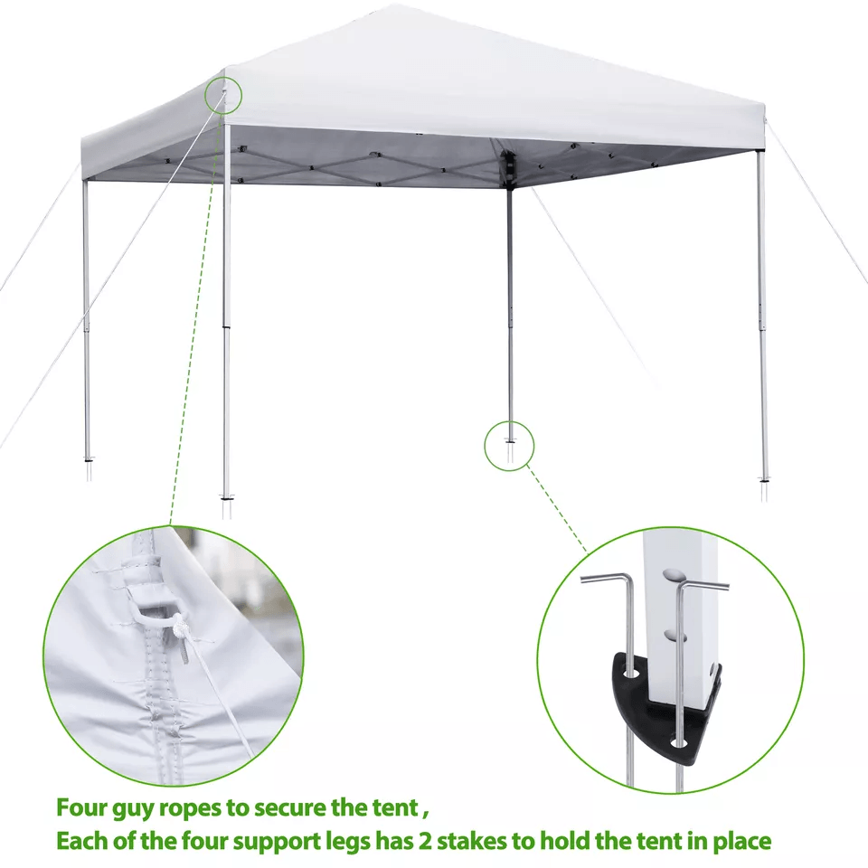 Canopy Tent With Adjustable Straight Legs Wheeled Carry Bag Ropes Waterproof Outdoor Shelter For Ev 7