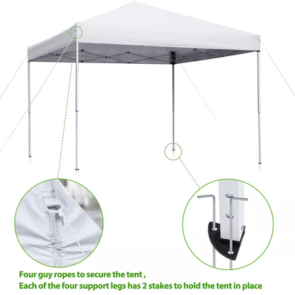 Canopy Tent With Adjustable Straight Legs Wheeled Carry Bag Ropes Waterproof Outdoor Shelter For Ev 7