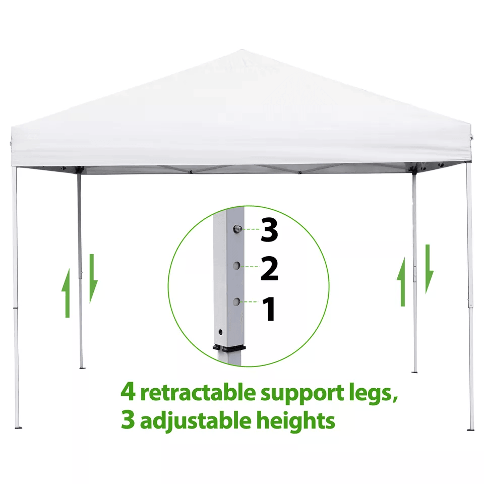 Canopy Tent With Adjustable Straight Legs Wheeled Carry Bag Ropes Waterproof Outdoor Shelter For Ev 8