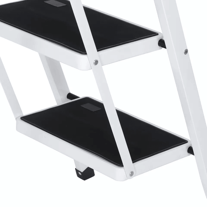 4 Step Folding Ladder With Handgrip  AntiSlip Wide Pedals 330lbs Capacity Sturdy Steel Step Stool F 1
