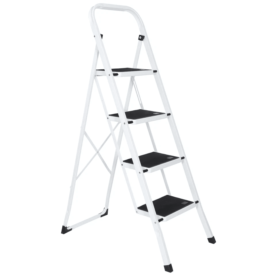 4 Step Folding Ladder With Handgrip  AntiSlip Wide Pedals 330lbs Capacity Sturdy Steel Step Stool F 2