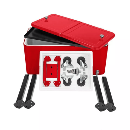 HeavyDuty Quart Rolling Ice Chest On Wheels For Patio Party Bar Drink Cooler Cart With Bottom Shelf