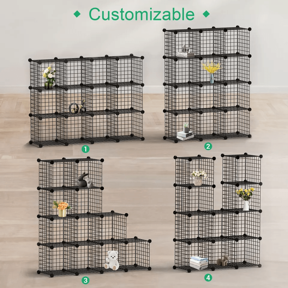 Wire Cube Storage Organizer 12 Cube Modular Wire Shelving  Closet Bookshelf Unit 4