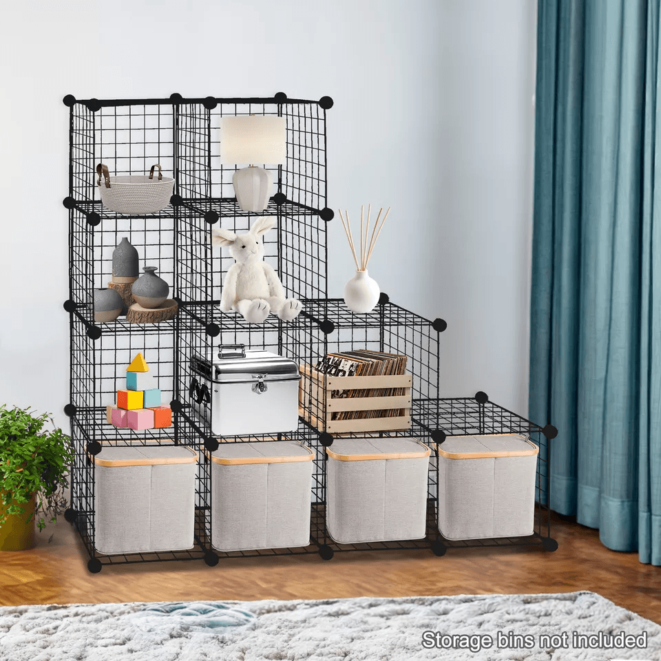 Wire Cube Storage Organizer 12 Cube Modular Wire Shelving  Closet Bookshelf Unit 2