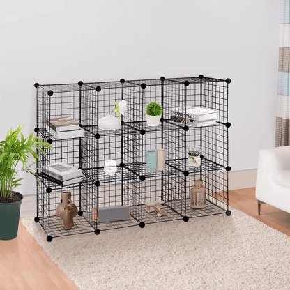 Wire Cube Storage Organizer 12 Cube Modular Wire Shelving  Closet Bookshelf Unit 1