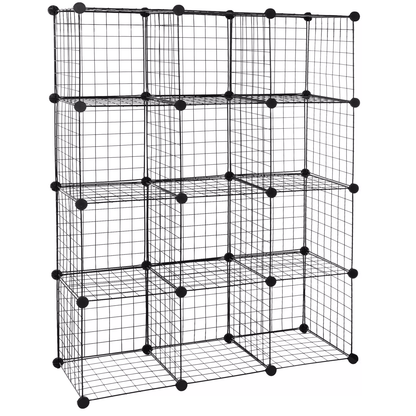 Wire Cube Storage Organizer, 12 Cube Modular Wire Shelving & Closet Bookshelf Unit
