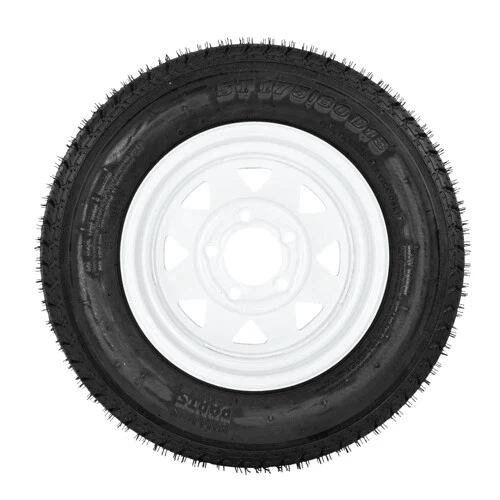 Premium Trailer Tires  Rims Load Range C Set Lug White Spoke Wheels Durable Trailer Tires 5