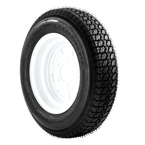 Premium Trailer Tires  Rims Load Range C Set Lug White Spoke Wheels Durable Trailer Tires 6