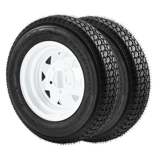 Premium Trailer Tires  Rims Load Range C Set Lug White Spoke Wheels Durable Trailer Tires 1