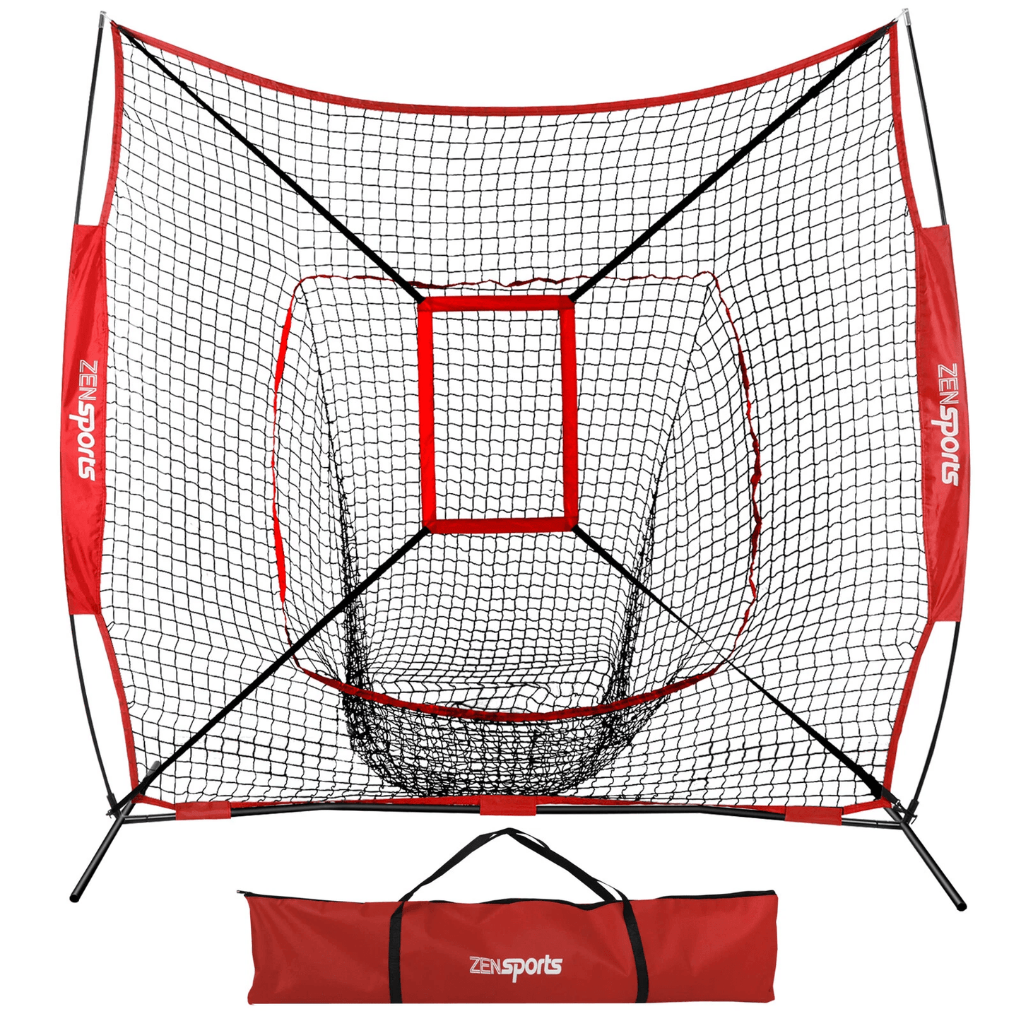 Baseball Softball Practice Net – Portable Hitting & Pitching Training Net with Strike Zone Carry Bag
