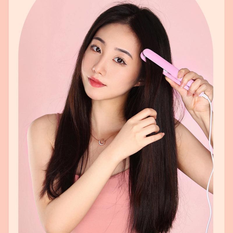 Quick Heating Mini Hair Straightener, Non-Damaging Ceramic Plate Bangs Clip for Curling & Multi-Color Styling