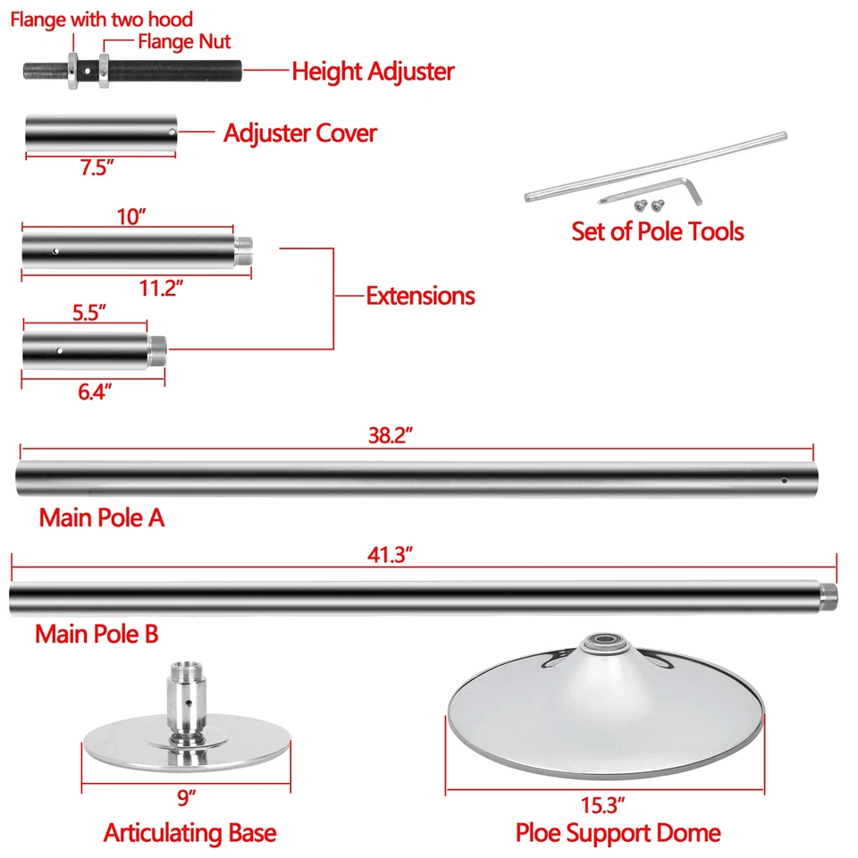 Adjustable Spinning Static Dance Pole Kit Portable Stripper Pole For Home Fitness  Professional Use 7
